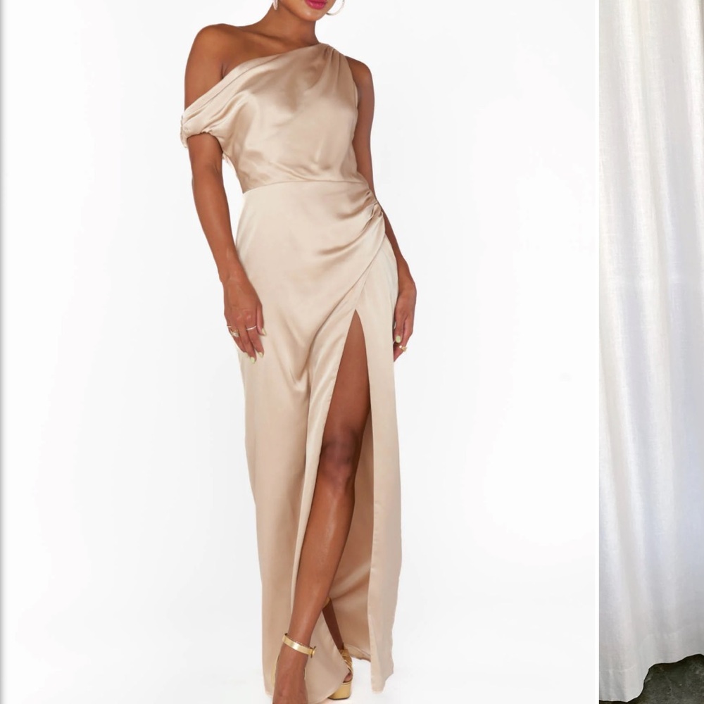 Show me your mumu champagne bridesmaids dress